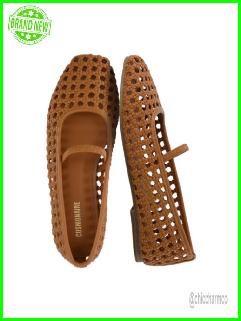 Woven Ballet Flats for Women Square Toe Mary Jane with Elastic Strap
